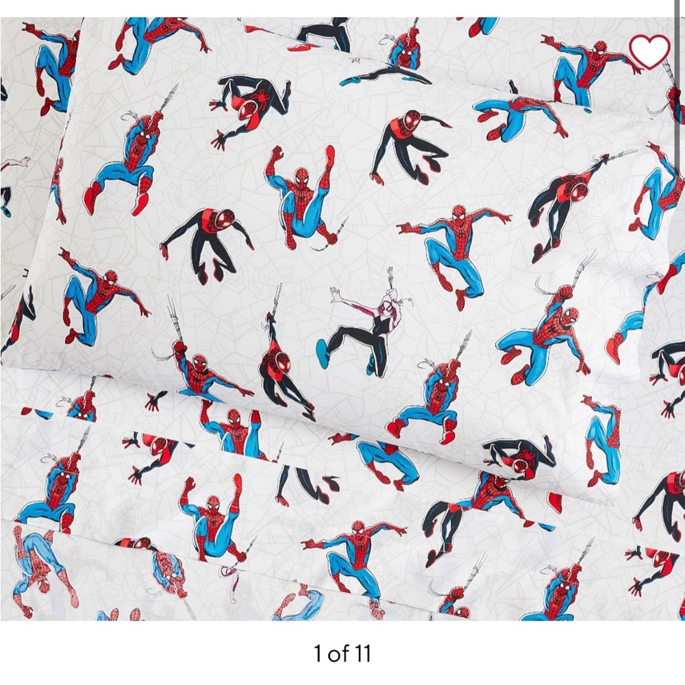 Pottery Barn x Marvel Kids Glow-In-The-Dark Spider-Man Bedding Sheets